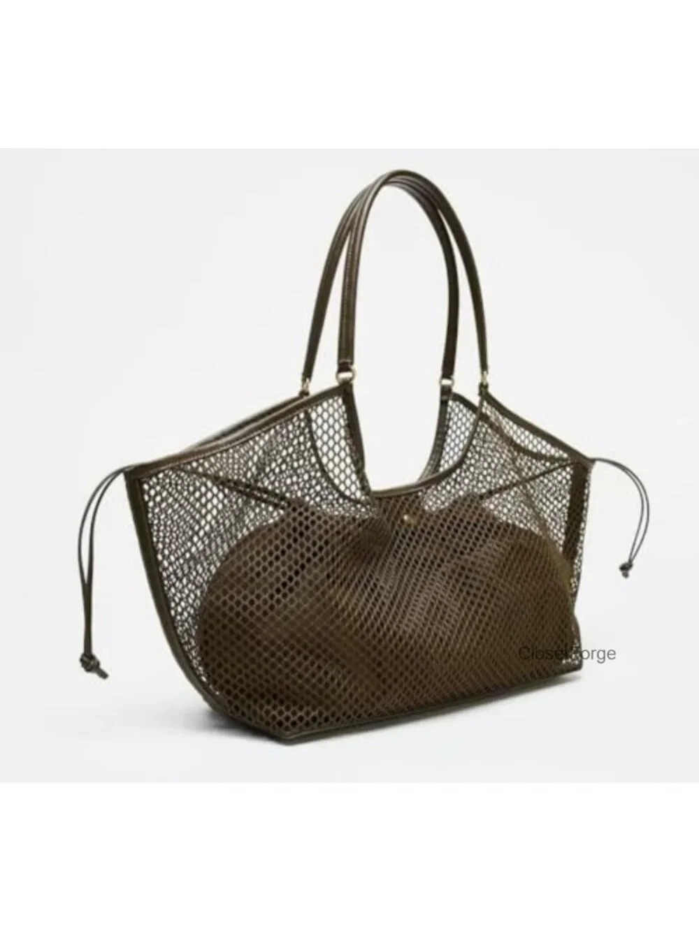 Large Mesh Hobo Bag Women Summer Beach Tote with Inner Pouch Travel Handbag